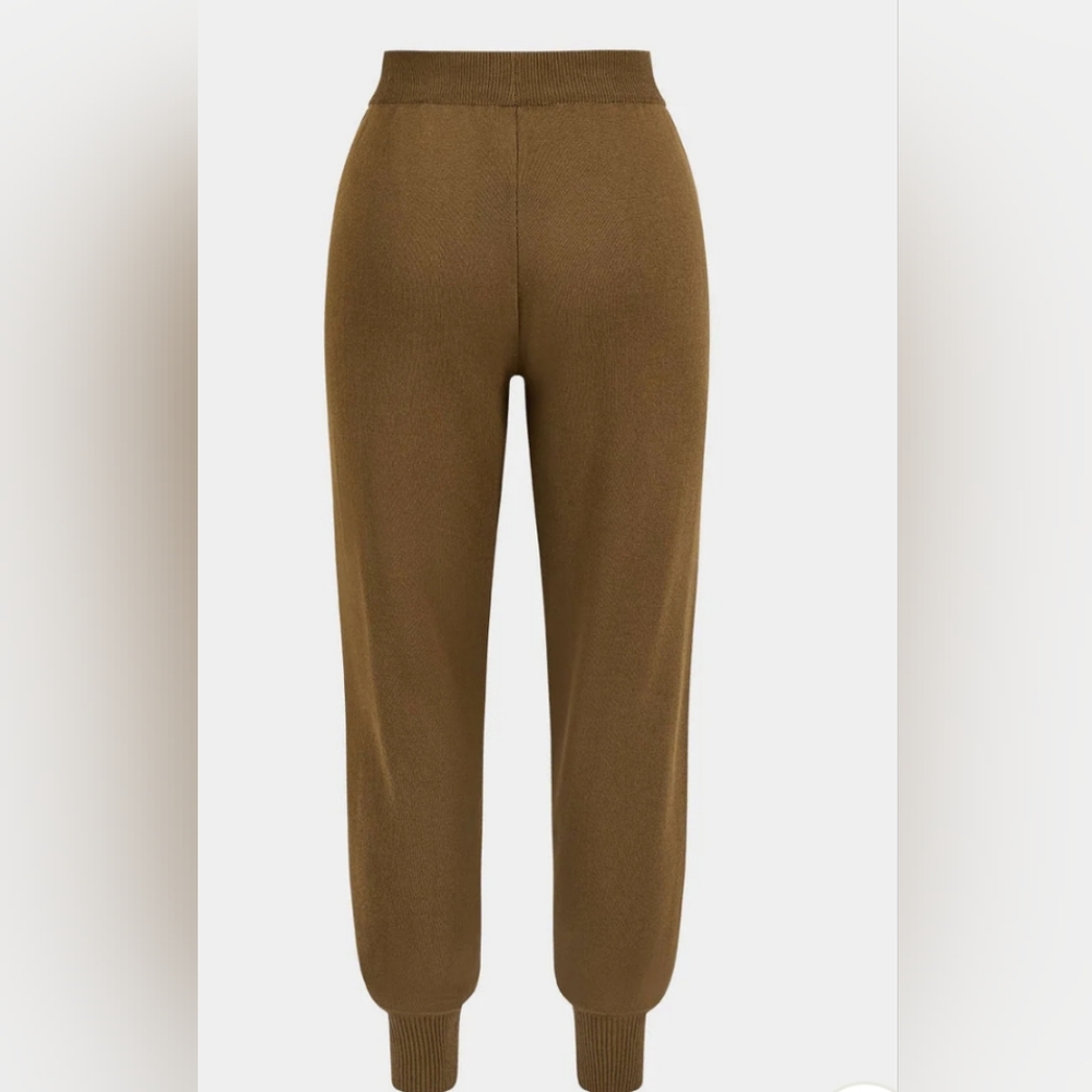 Women's 3 Pc Brown Knit Top, Cardigan and Pants Set - Picture 4 of 8